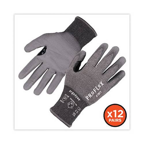 ergodyne ProFlex 7071 ANSI A7 PU Coated CR Gloves, EN388: 4X42F, 9" Long, Small, Gray, 12 Pairs (18062)