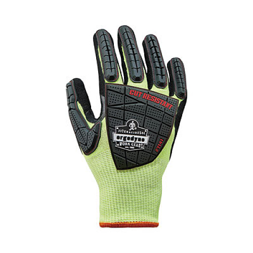 ergodyne ProFlex 7141 ANSI A4 DIR Nitrile-Coated CR Gloves, EN388: 4X42DP, 9" Long, Medium, Lime, 72 Pairs/Carton (17833)