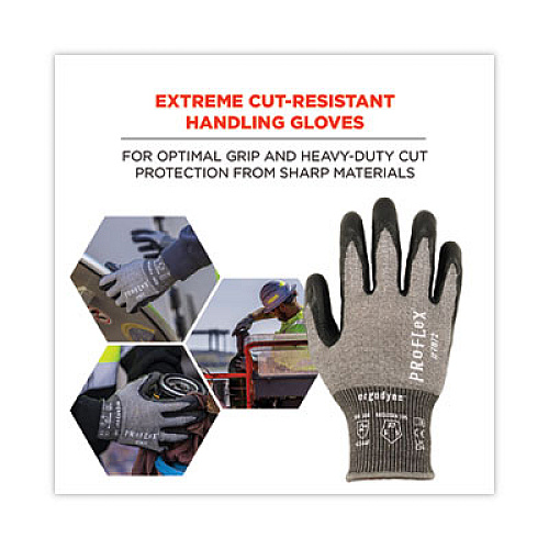 ergodyne ProFlex 7072 ANSI A7 Nitrile-Coated CR Gloves, EN388: 4X44F, 9" Long, X-Large, Gray, 12 Pairs (10305)