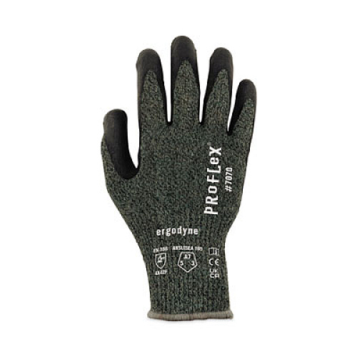 ergodyne ProFlex 7070 ANSI A7 Nitrile Coated CR Gloves, EN388: 4X42F, 9" Long, Medium, Green, Pair (18043)