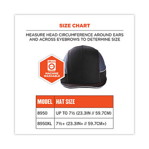 ergodyne Skullerz 8950XL XL Bump Cap Hat, Short Brim, Black (23346)