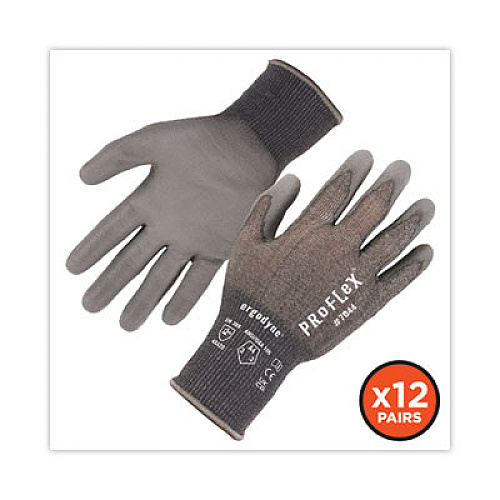 ergodyne ProFlex 7044 ANSI A4 PU Coated CR Gloves, EN388: 4X42D, 9" Long, Small, Gray, 12 Pairs (10482)