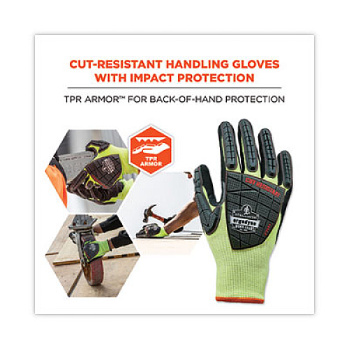 ergodyne ProFlex 7141 ANSI A4 DIR Nitrile-Coated CR Gloves, EN388: 4X42DP, 9" Long, Large, Lime, 72 Pairs/Carton (17834)