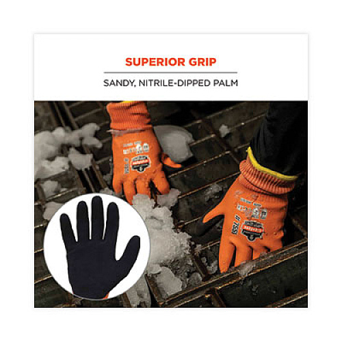 ergodyne ProFlex 7551 ANSI A5 Coated Waterproof CR Gloves, EN388: 4X43E, 10.5" Long, Large, Orange, Pair (17674)
