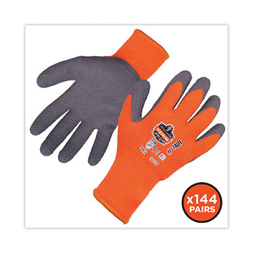 ergodyne ProFlex 7401-CASE Coated Lightweight Winter Gloves, EN388: 2131X, 9" Long, Large, Orange, 144 Pairs/Carton (17894)