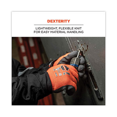 ergodyne ProFlex 7401-CASE Coated Lightweight Winter Gloves, EN388: 2131X, 9" Long, Large, Orange, 144 Pairs/Carton (17894)