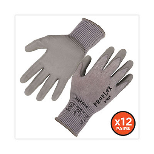 ergodyne ProFlex 7024 ANSI A2 PU Coated CR Gloves, EN388: 4X42B, 9" Long, XX-Large, Gray, 12 Pairs (10396)