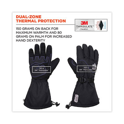 ergodyne ProFlex 825WP Thermal Waterproof Winter Work Gloves, XX-Large, Black, Pair (17606)