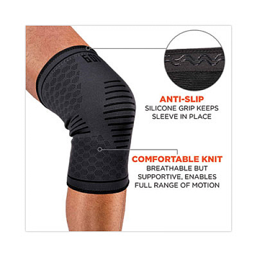 ergodyne ProFlex 601 Knee Compression Sleeve, Large, Black (16554)