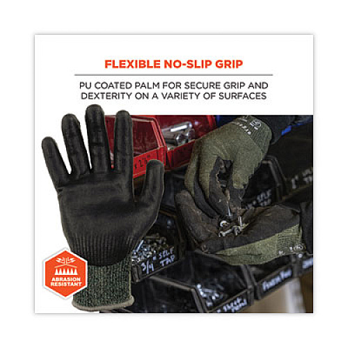 ergodyne ProFlex 7070 ANSI A7 Nitrile Coated CR Gloves, EN388: 4X42F, 9" Long, Small, Green, 12 Pairs (18032)