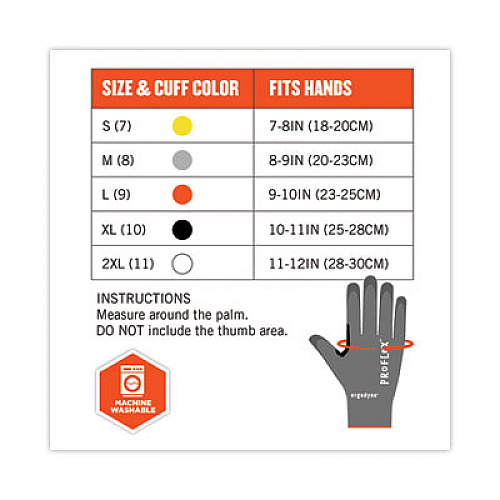 ergodyne ProFlex 7071 ANSI A7 PU Coated CR Gloves, EN388: 4X42F, 9" Long, Small, Gray, Pair (18072)
