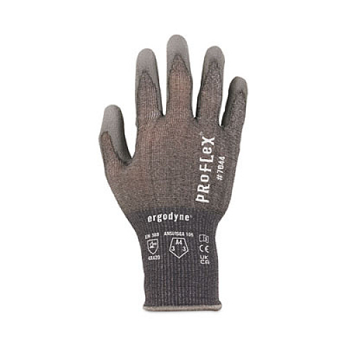 ergodyne ProFlex 7044 ANSI A4 PU Coated CR Gloves, EN388: 4X42D, 9" Long, Large, Gray, Pair (10494)