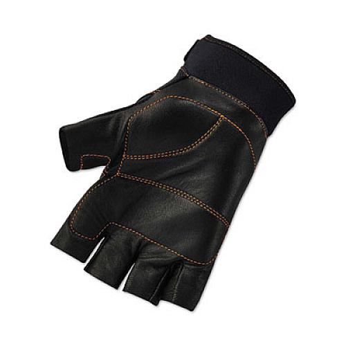 ergodyne ProFlex 901 Half-Finger Leather Impact Gloves, EN388: 3122X, Large, Black, Pair (17784)