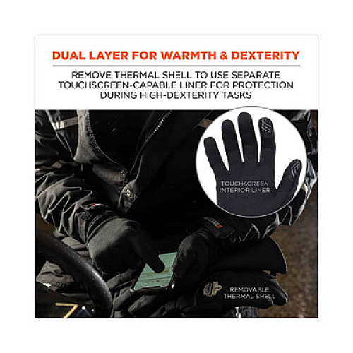 ergodyne ProFlex 825WP Thermal Waterproof Winter Work Gloves, Large, Black, Pair (17604)