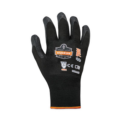 ergodyne ProFlex 7001 Nitrile-Coated Gloves, EN388: 4121X, 9" Long, Large, Black, 144 Pairs/Carton (17854)