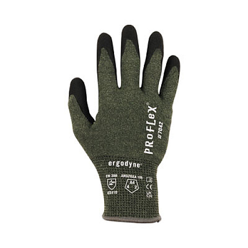 ergodyne ProFlex 7042 ANSI A4 Nitrile-Coated CR Gloves, EN388: 4X41D, 9" Long, XX-Large, Green, Pair (10346)