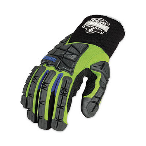 ergodyne ProFlex 925WP Performance Dorsal Impact-Reducing Thermal Waterproof Gloves, EN388: 3323XP, Large, Black/Lime, Pair (18104)