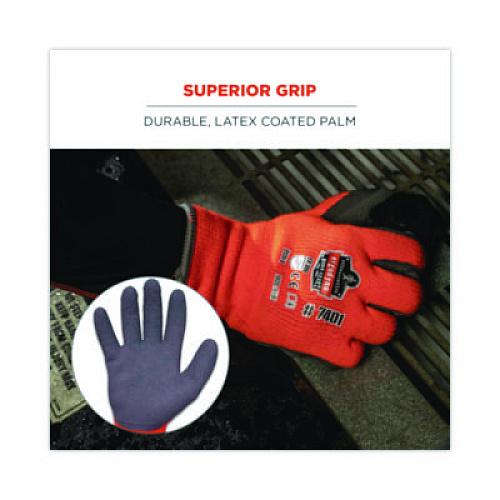 ergodyne ProFlex 7401-CASE Coated Lightweight Winter Gloves, EN388: 2131X, 9" Long, Large, Orange, Pair (17624)