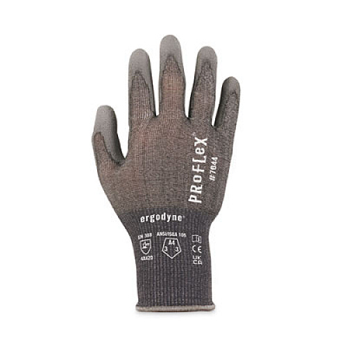ergodyne ProFlex 7044 ANSI A4 PU Coated CR Gloves, EN388: 4X42D, 9" Long, X-Large, Gray, 12 Pairs (10485)