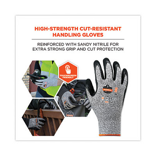 ergodyne ProFlex 7031 ANSI A3 Nitrile-Coated CR Gloves, EN388: 4X42C, 10" Long, Large, Gray, Pair (17984)