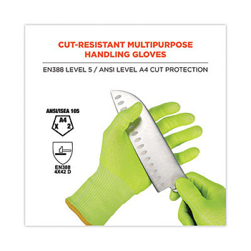 ergodyne ProFlex 7040 ANSI A4 CR Food Grade Gloves, EN388: 2X4XD, Reversible, 11" Long, X-Large, Lime, 144 Pairs/Carton (18025)