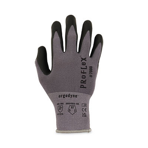 ergodyne ProFlex 7000 Nitrile-Coated Gloves Microfoam Palm, EN388: 4121A, 9" Long, Small, Gray, 12 Pairs (10362)