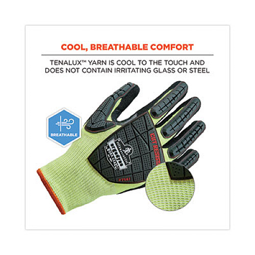 ergodyne ProFlex 7141 ANSI A4 DIR Nitrile-Coated CR Gloves, EN388: 4X42DP, 9" Long, Large, Lime, 72 Pairs/Carton (17834)