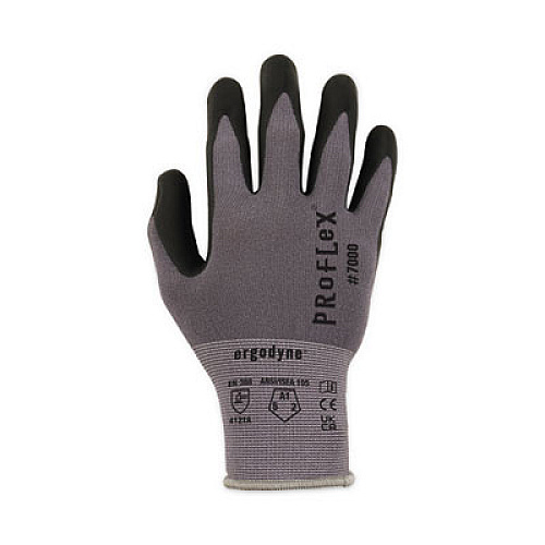 ergodyne ProFlex 7000 Nitrile-Coated Gloves Microfoam Palm, EN388: 4121A, 9" Long, Large, Gray, Pair (10374)