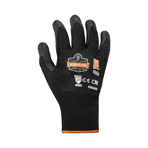 ergodyne ProFlex 7001 Nitrile-Coated Gloves, EN388: 4121X, 9" Long, Large, Black, Pair (17954)