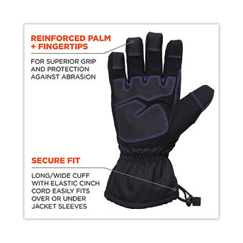 ergodyne ProFlex 819WP Extreme Thermal WP Gloves, EN388: 4222B, 9" Long, Large, Black, Pair (17614)
