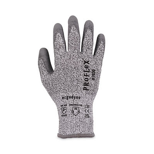 ergodyne ProFlex 7030 ANSI A3 PU Coated CR Gloves, EN388: 4X42C, 9" Long, Small, Gray, Pair (10462)