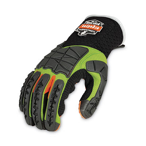 ergodyne ProFlex 925F(x) Standard Dorsal Impact-Reducing Gloves, EN388: 4121XP, Small, Black/Lime, Pair (17902)