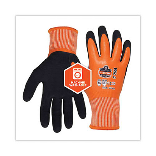 ergodyne ProFlex 7551 ANSI A5 Coated Waterproof CR Gloves, EN388: 4X43E, 10.5" Long, Large, Orange, Pair (17674)