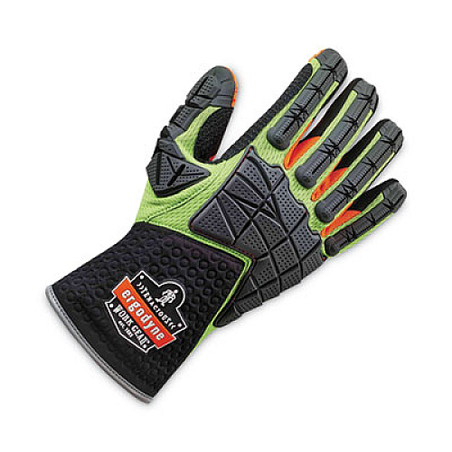 ergodyne ProFlex 925F(x) Standard Dorsal Impact-Reducing Gloves, EN388: 4121XP, Medium, Black/Lime, Pair (17903)