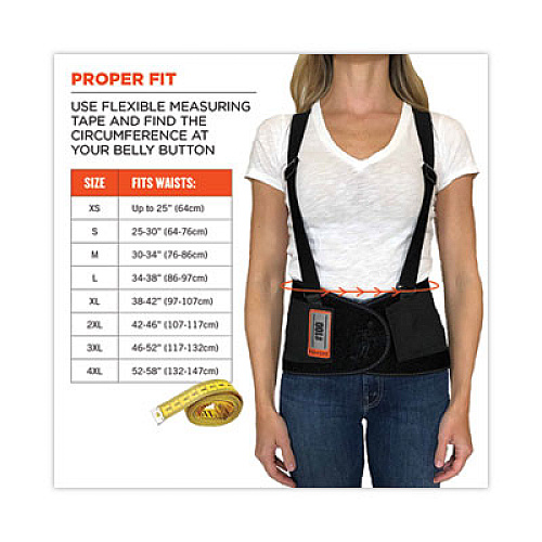 ergodyne ProFlex 100 Economy Spandex Back Support Brace, 3X-Large, 46" to 52" Waist, Black (11387)