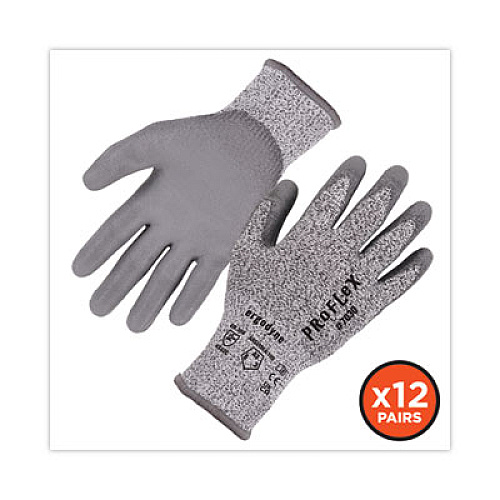ergodyne ProFlex 7030 ANSI A3 PU Coated CR Gloves, EN388: 4X42C, 9" Long, Large, Gray, 12 Pairs (10454)