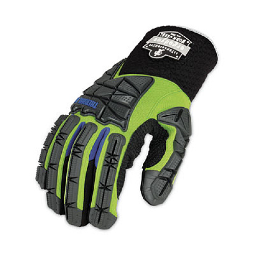 ergodyne ProFlex 925WP Performance Dorsal Impact-Reducing Thermal Waterproof Gloves, EN388: 3323XP, Medium, Black/Lime, Pair (18103)