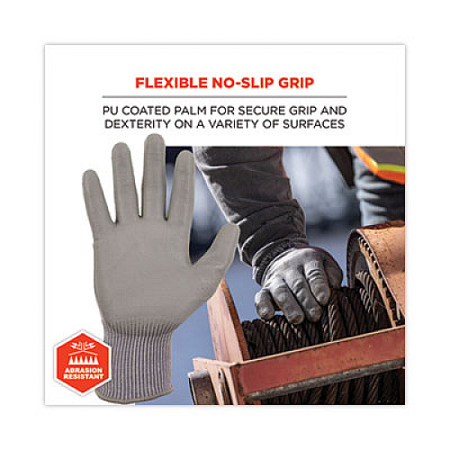 ergodyne ProFlex 7024 ANSI A2 PU Coated CR Gloves, EN388: 4X42B, 7" Long, Small, Gray, Pair (10402)