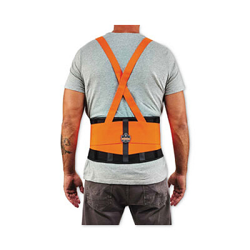 ergodyne ProFlex 100HV Economy Hi-Vis Spandex Back Support Brace, Medium, 30" to 34" Waist, Black/Orange (11883)