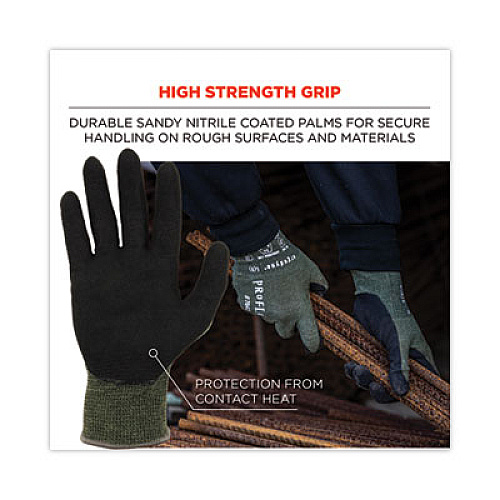 ergodyne ProFlex 7042 ANSI A4 Nitrile-Coated CR Gloves, EN388: 4X41D, 9" Long, X-Large, Green, Pair (10345)