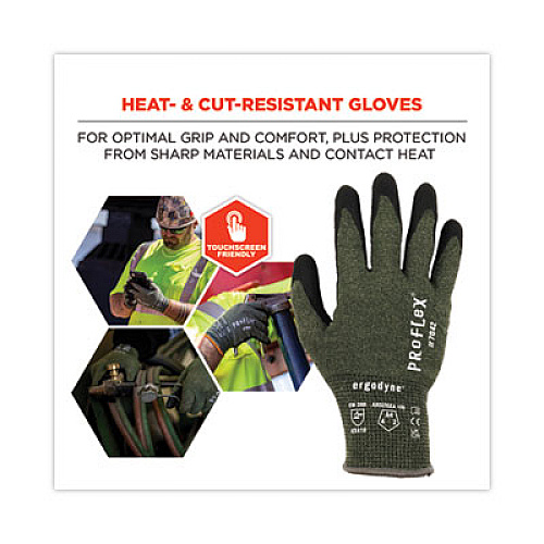ergodyne ProFlex 7042 ANSI A4 Nitrile-Coated CR Gloves, EN388: 4X41D, 9" Long, XX-Large, Green, Pair (10346)