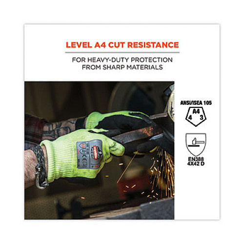 ergodyne ProFlex 7041 ANSI A4 Nitrile-Coated CR Gloves, EN388: 4X42D, 10" Long, Large, Lime, 144 Pairs/Carton (17824)
