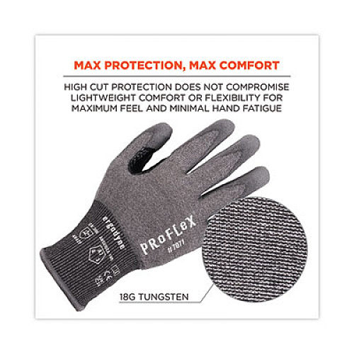 ergodyne ProFlex 7071 ANSI A7 PU Coated CR Gloves, EN388: 4X42F, 9" Long, Large, Gray, 12 Pairs (18064)