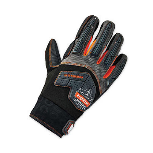 ergodyne ProFlex 9015F(x) Certified Anti-Vibration Gloves with Dorsal Protection, EN388: 2121X, Large, Black, Pair (17304)