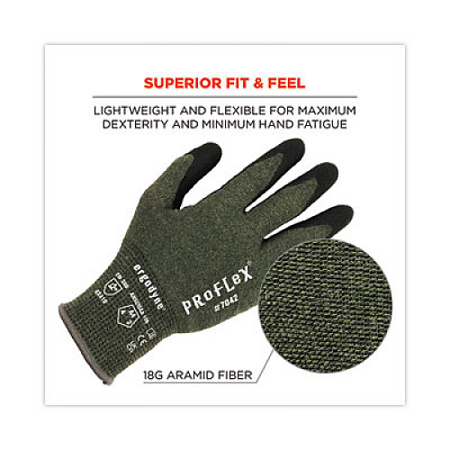 ergodyne ProFlex 7042 ANSI A4 Nitrile-Coated CR Gloves, EN388: 4X41D, 9" Long, X-Large, Green, 12 Pairs (10335)
