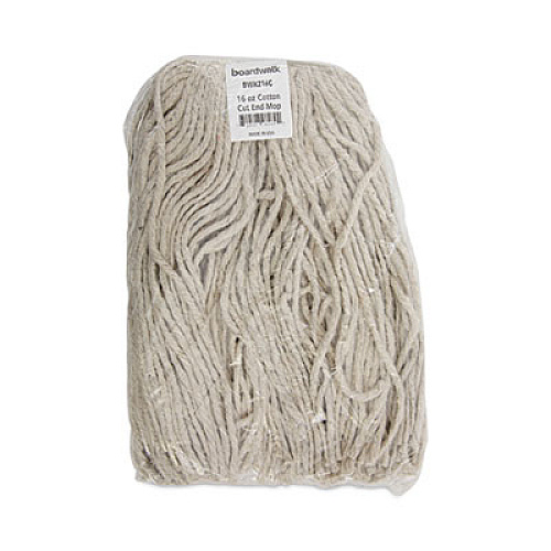 Boardwalk Premium Cut-End Wet Mop Heads, Cotton, 16 oz, White, 12/Carton (216CCT)