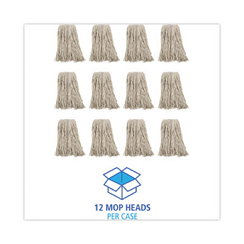 Boardwalk Premium Cut-End Wet Mop Heads, Cotton, 16 oz, White, 12/Carton (216CCT)