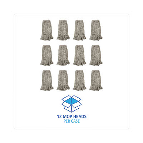 Boardwalk Premium Cut-End Wet Mop Heads, Cotton, 20 oz, White, 12/Carton (220CCT)