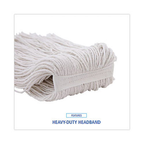 Boardwalk Premium Cut-End Wet Mop Heads, Rayon, 24 oz, White, 12/Carton (224RCT)