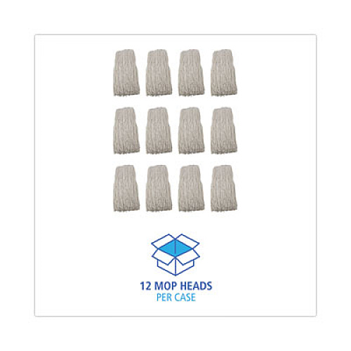 Boardwalk Premium Cut-End Wet Mop Heads, Rayon, 24 oz, White, 12/Carton (224RCT)